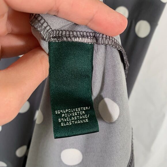 Lauren Ralph Lauren Midi Dress Women's 8 Grey Polka Dot Sleeveless Round Neck - Picture 6 of 9